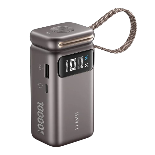 HAVIT PB36 Power Bank 4-em-1 portátil e power bank Fashion com cabo USB-C e carregador e display de relógio