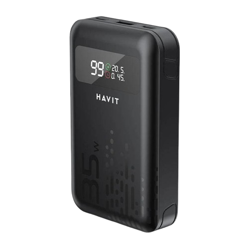 Carregador Portátil Power Bank HAVIT PB5211 10200mAh – Ultrarrápido 45W com Cabos Integrados e Ecrã Digital