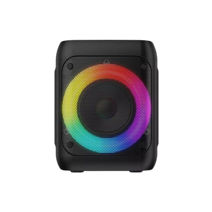 Coluna Bluetooth portátil SQ133BT Havit - Mini PA com luzes RGB, TWS, driver de 4", BT5.2, saída RMS de 8W, bateria de 2000mAh, entrada de microfone/suporte USB/SD/AUX/FM - Preto