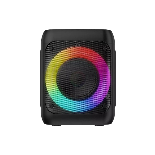 Coluna Bluetooth portátil SQ133BT Havit - Mini PA com luzes RGB, TWS, driver de 4", BT5.2, saída RMS de 8W, bateria de 2000mAh, entrada de microfone/suporte USB/SD/AUX/FM - Preto