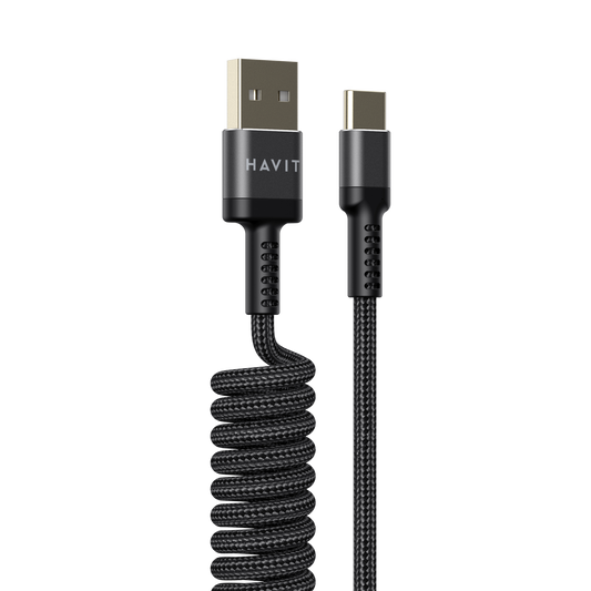 Cabo Espiral USB Tipo-C Havit HV-CB6252 2.4A 1.5m