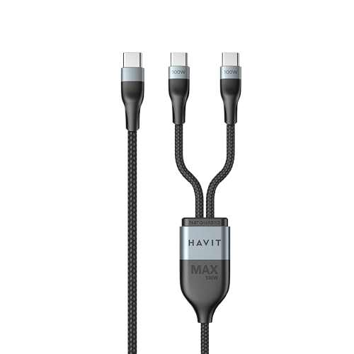 Cabo Splitter 2-em-1 USB-C para Duplo USB-C HAVIT CB6325 PD 100W (1.2m)