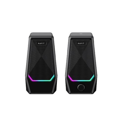 Colunas de Som Estéreo 2.0 Gaming HAVIT SK768 – Com Iluminação RGB e Ligação USB/Auxiliar