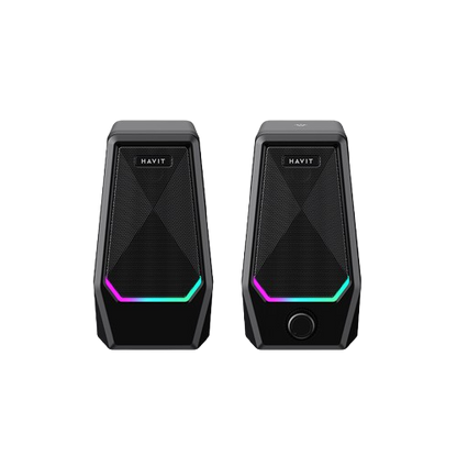 Colunas de Som Estéreo 2.0 Gaming HAVIT SK768 – Com Iluminação RGB e Ligação USB/Auxiliar