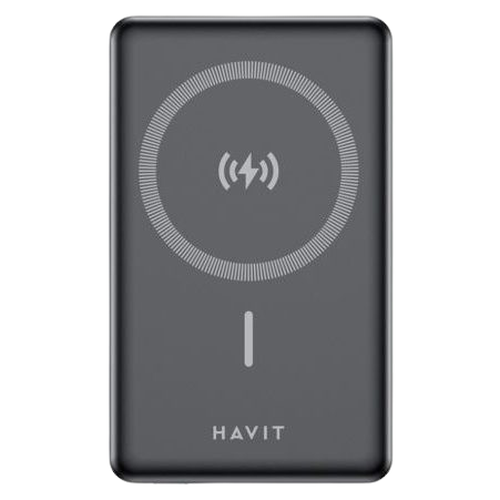 Power Bank Magnético Sem Fios HAVIT PB5203 PRETO 10000mAh Carregador Portátil GaN/Alum nio PD 20W Premium (Cópia) (Cópia)