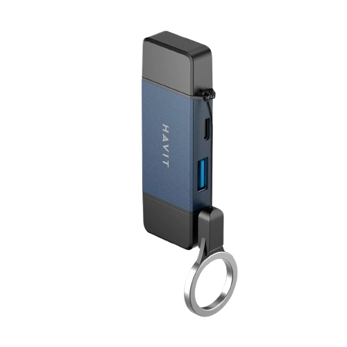 Hub Multiportas 6 em 1 HAVIT HB4040 (Duplo Conector e Leitor de Cartões)