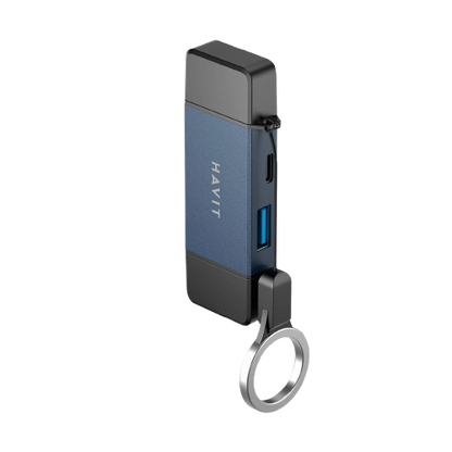 Hub Multiportas 6 em 1 HAVIT HB4040 (Duplo Conector e Leitor de Cartões)