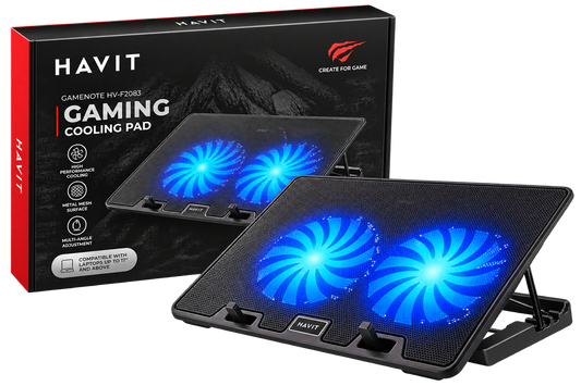 Base de Refrigera o para Port til HAVIT HV-F2083 RGB Base Gamer com 4 Ventoinhas Potentes Preta