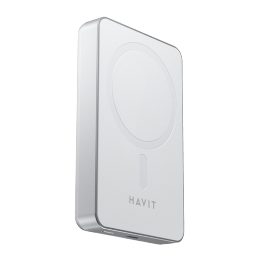 Power Bank Magnético Sem Fios HAVIT PB5217 10000mAh – Acabamento Premium em Alumínio, MagSafe 15W e PD 20W