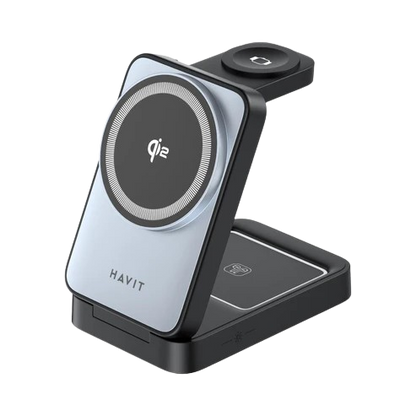 Havit - Estação de Carregamento Sem Fio 3in1 (W3103) - para Telefone/Fones de Ouvido/Relógio, 15W - Preto / Cinza