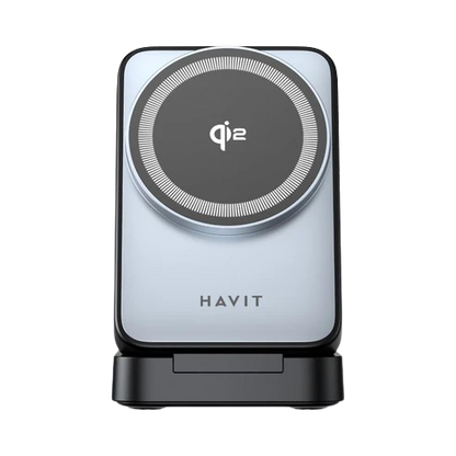 Havit - Estação de Carregamento Sem Fio 3in1 (W3103) - para Telefone/Fones de Ouvido/Relógio, 15W - Preto / Cinza