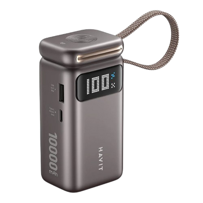 HAVIT PB36 Power Bank 4-em-1 portátil e power bank Fashion com cabo USB-C e carregador e display de relógio