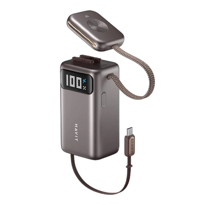 HAVIT PB36 Power Bank 4-em-1 portátil e power bank Fashion com cabo USB-C e carregador e display de relógio