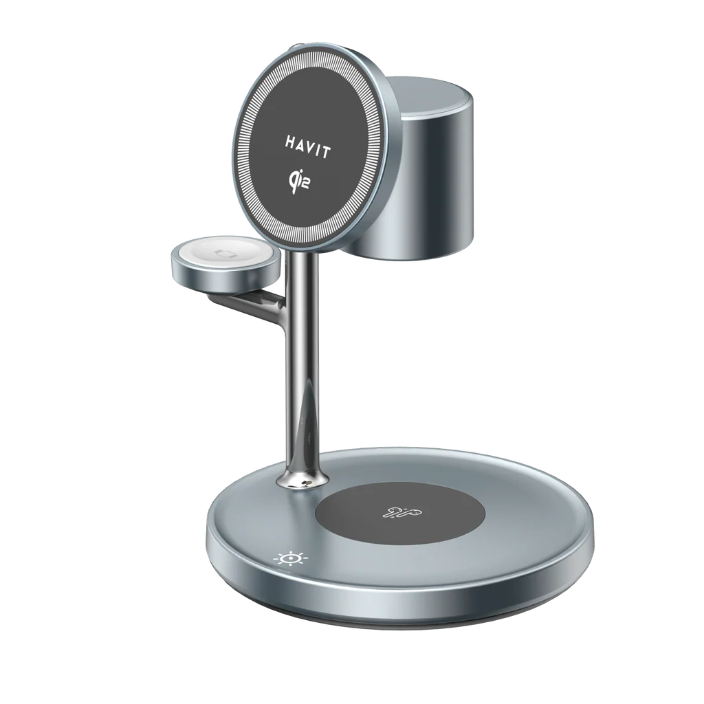 Carregador Sem Fio 3 em 1 HAVIT com Qi2 e Luz W3113