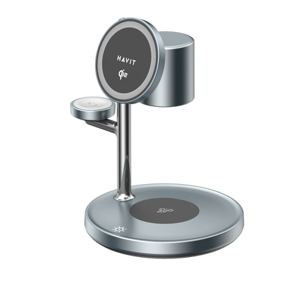 Carregador Sem Fio 3 em 1 HAVIT com Qi2 e Luz W3113