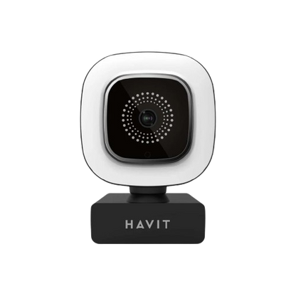 Webcam Portátil HAVIT HD Pro HN25G – Com Anel de Luz de Beleza Integrado e Microfone