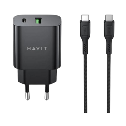 Carregador HAVIT ST925 PD30W com Cabo Lightning USB-C Portátil e Carregamento Rápido Leve