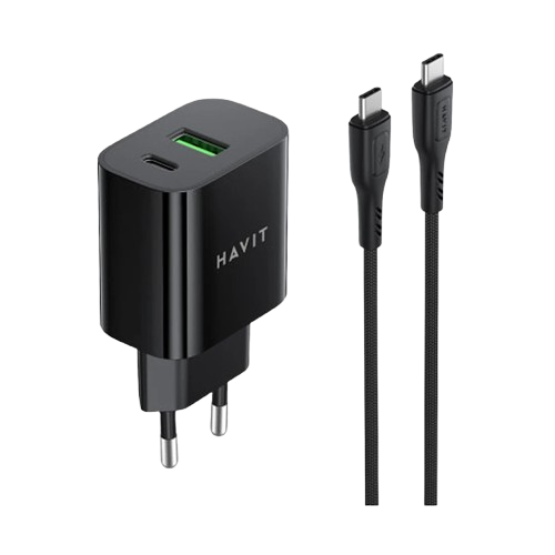 Carregador HAVIT ST925 PD30W com Cabo Lightning USB-C Portátil e Carregamento Rápido Leve