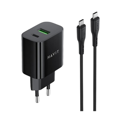 Carregador HAVIT ST925 PD30W com Cabo Lightning USB-C Portátil e Carregamento Rápido Leve