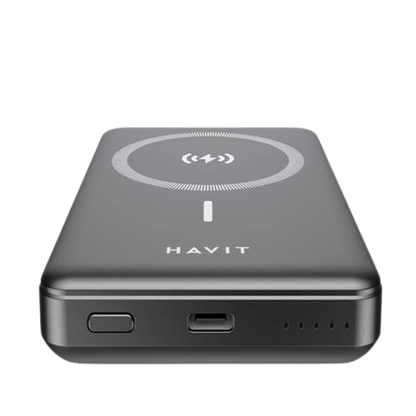 Power Bank Magnético Sem Fios HAVIT PB5203 PRETO 10000mAh Carregador Portátil GaN/Alum nio PD 20W Premium (Cópia) (Cópia)